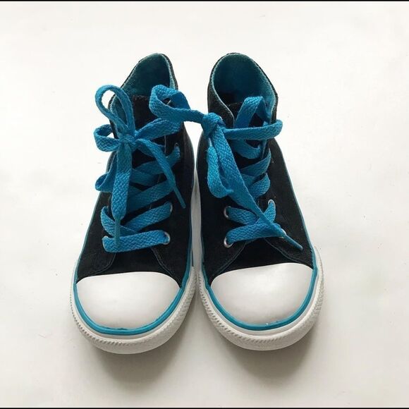 Converse black/blue high-top sneakers EUC size 9 - Picture 4 of 7